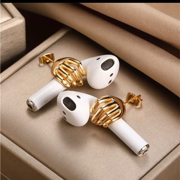 18K White Gold (Rhodium) Plated Anti Loss AirPod Headphone Hand Earrings Holder - Picture 7 of 7